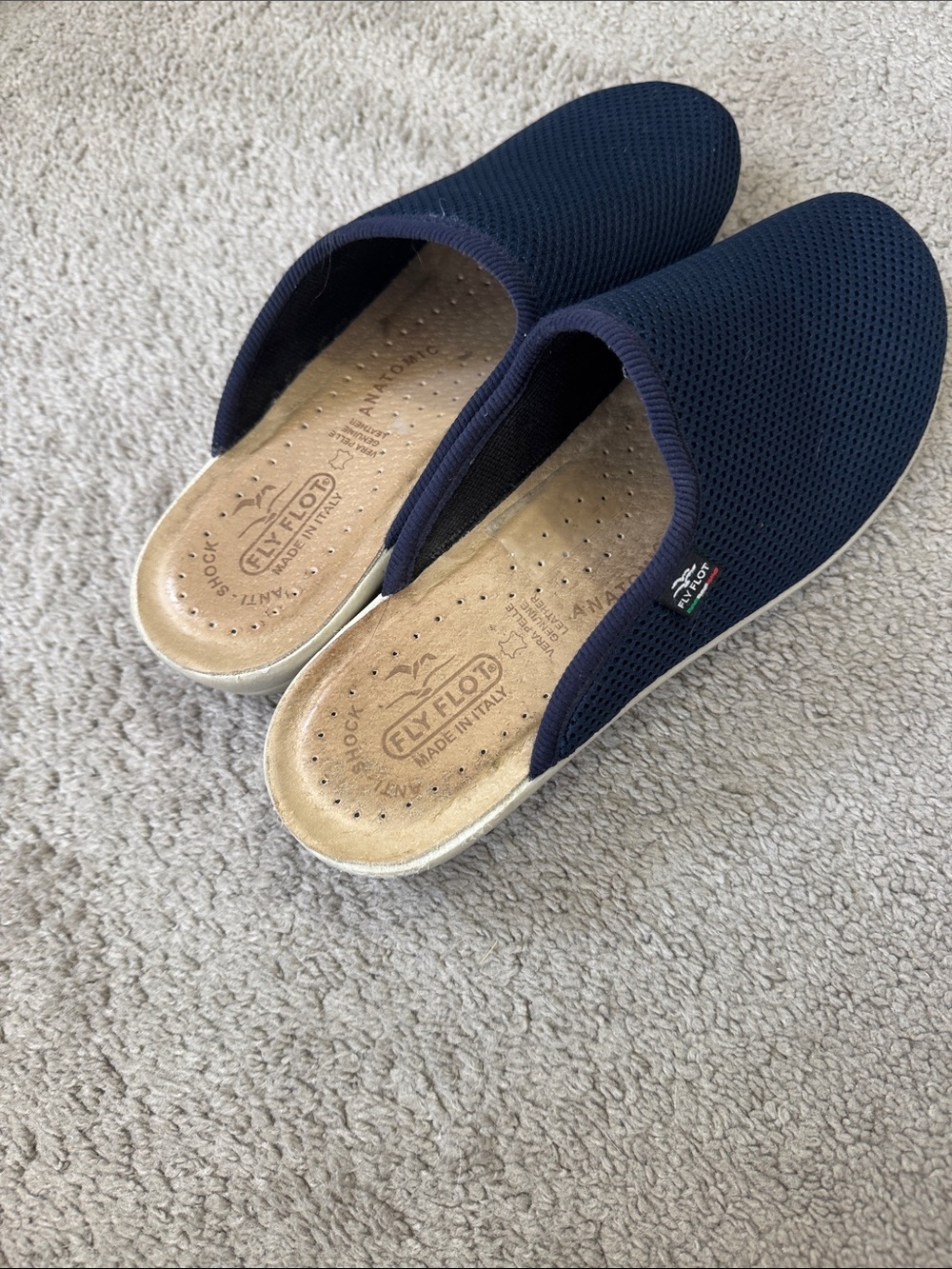 Made in Italy leather Navy Mesh Slip-On Clog - Picture 4 of 4
